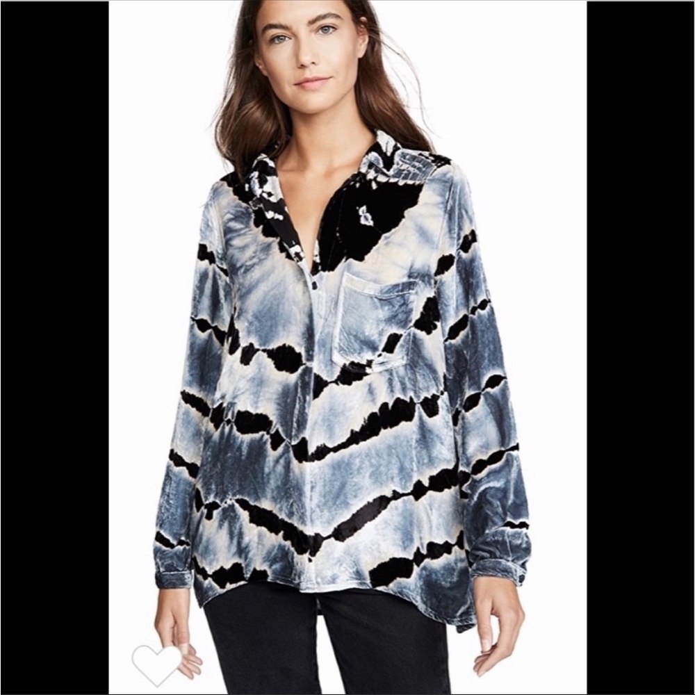 Young Fabulous & Broke (YFB) Zola velvet tie dye button-down top